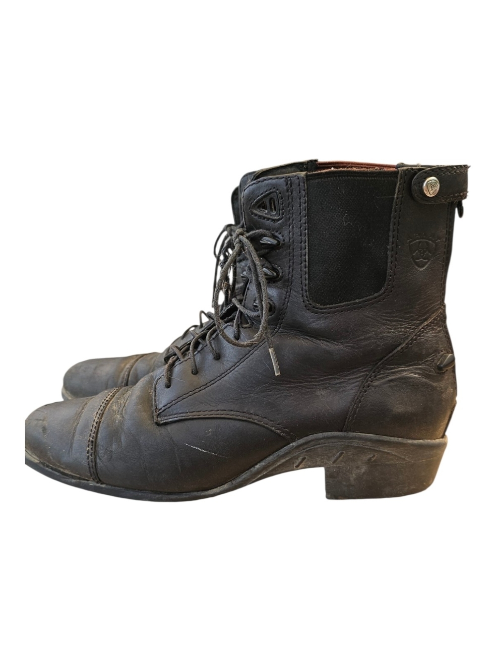 Ariat Size 9.5 Black Leather Lace-Up  Equestrian Paddock Riding Boots
